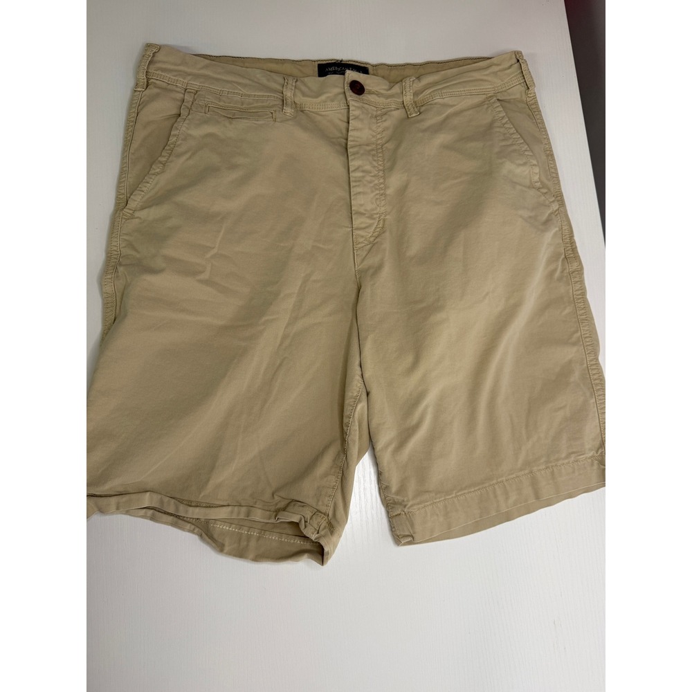 American Eagle Next Level Flex Khaki Chino Shorts Mens 34 Tan Stretch Twill